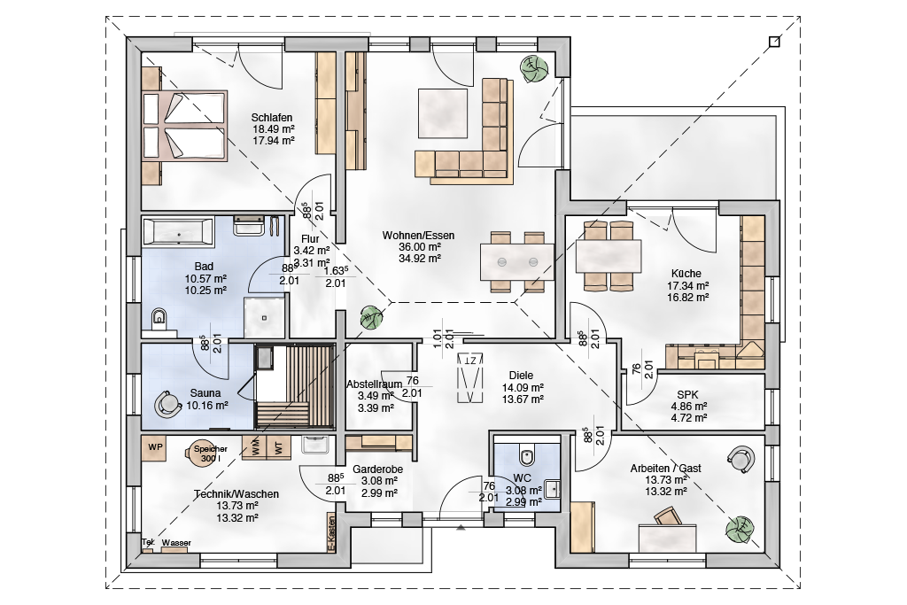 Grundriss 1 — Bungalow 1