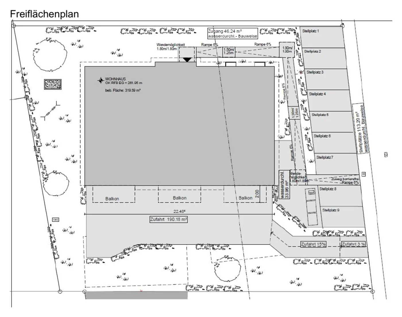 Lageplan / Freiflächenplan des Grundstücks
